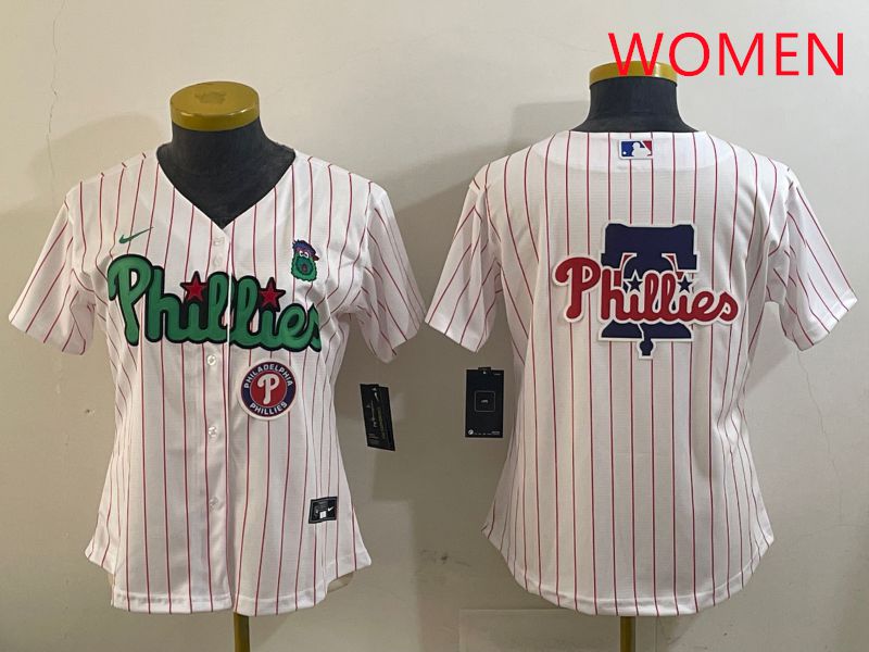 Women Philadelphia Phillies Blank White Stripe Second generation joint name 2025 Nike MLB Jersey style 7